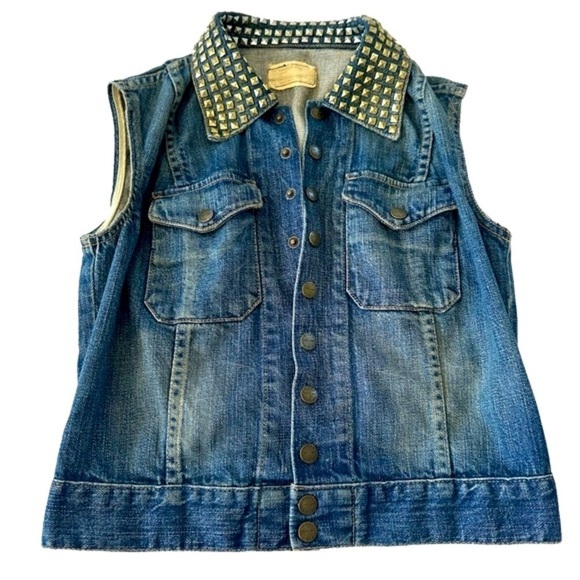 Current Elliott Studded Western Denim Vest - Picture 1 of 7